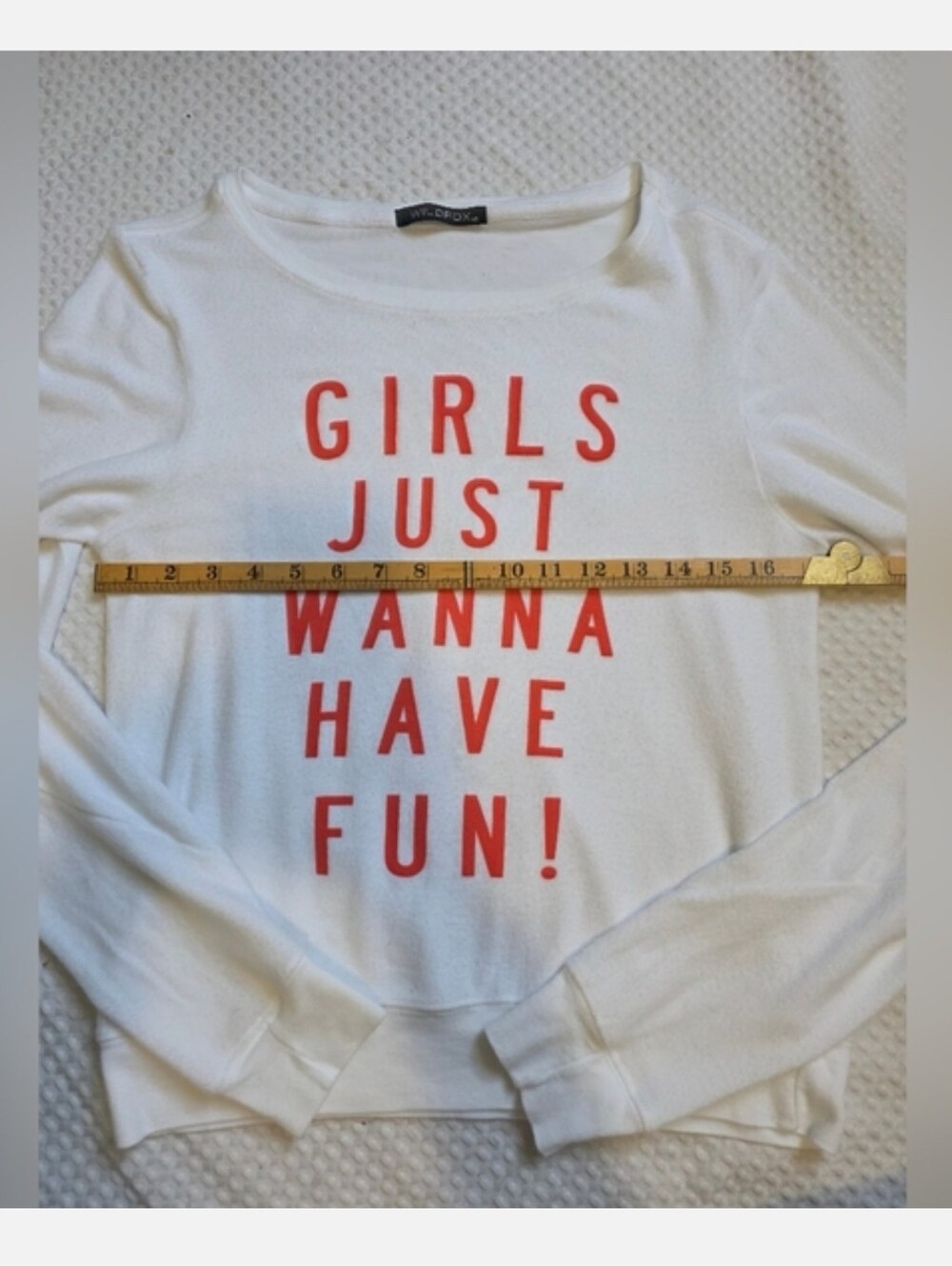 Wildfox White Long Sleeve Tee with Red Graphic Text - Picture 7 of 11